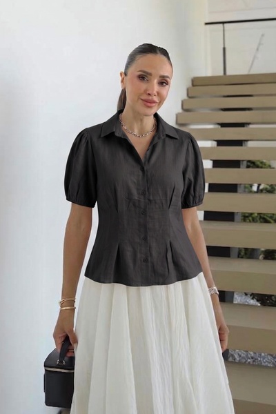 Noi Belis Waist-Slit Balloon Sleeve Detailed Woven Blouse Ss26Bz0175