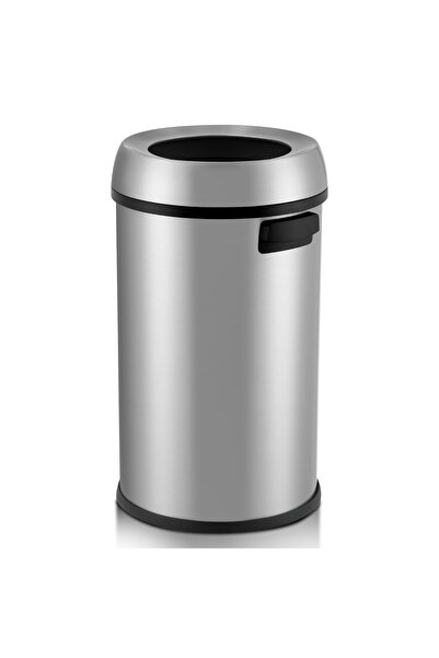 Garvee 65L Cylindrical Open Top Heavy Duty Outdoor Stainless Steel Trash Can ...