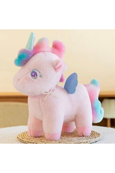 OEM Jucărie de pluș, Unicorn cu aripi, Moale la atingere, Roz, 23cm x 25cm