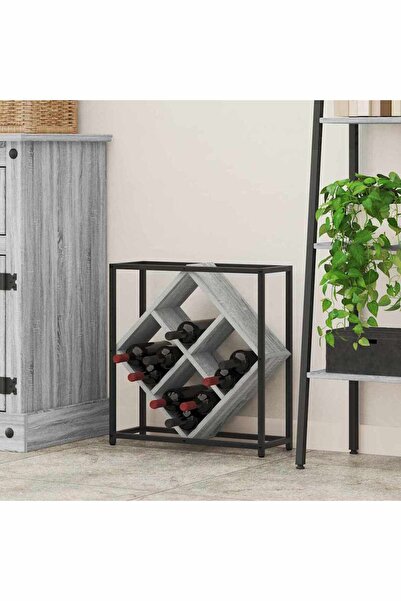 vidaxl Ράφι Κρασιού Γκρι 51 x 18 x 52.5 εκ. Επεξεργασμένο ξύλο