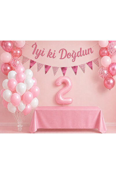 Dizayn Parti Evi 1-5 Yaş Pembe Renk Doğum Günü Tatlı Kız Çocuk Bebek Doğum Gü...