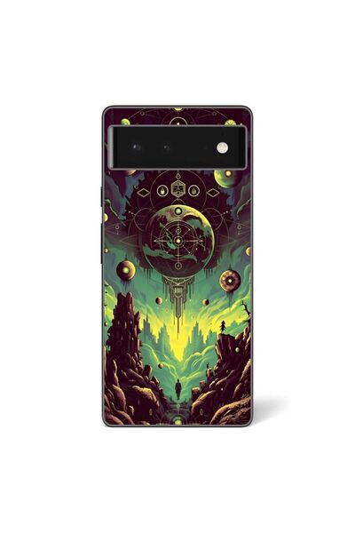 OEM Case compatible with Google Pixel 6 Silicone Gel Tpu Pattern Mystical Planet