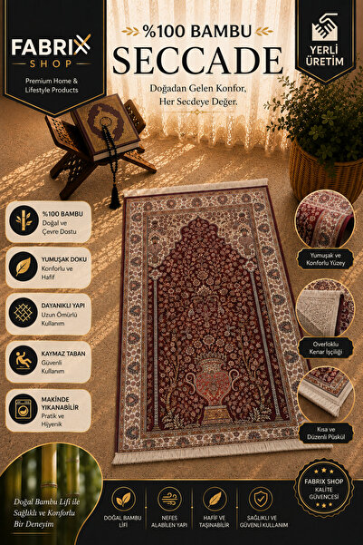 Fabrix Home 100% Bamboo Prayer Rug - Washable Large Size Prayer Mat with Non-...