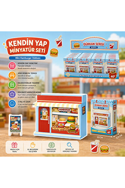 hediyeofisi Hediye Ofisi DIY Mini Hamburger Dükkanı Kendin Yap Minyatür Seti ...