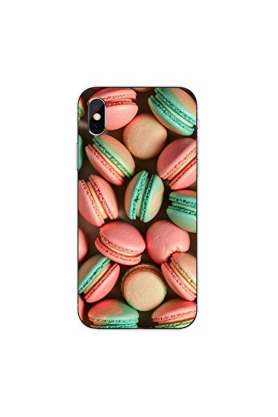 OEM Case compatible with Apple iPhone XS Silicone Gel Tpu Pattern Tasty Macarons