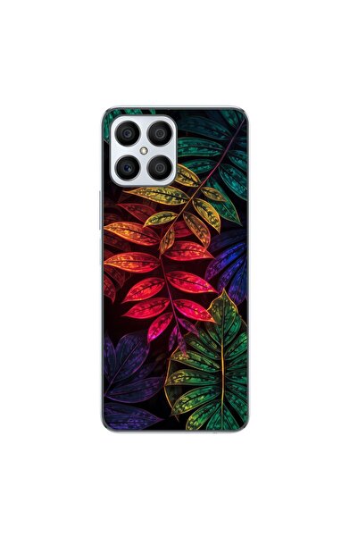 OEM Husa compatibila cu Honor X8 4G Silicon Gel Tpu Model Minmal Neon Leaves ...