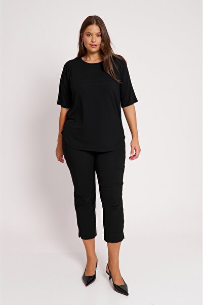 Jucita Μεγάλα Μεγέθη -Παντελόνι Στρετς Lara Μαύρο- Plus Size