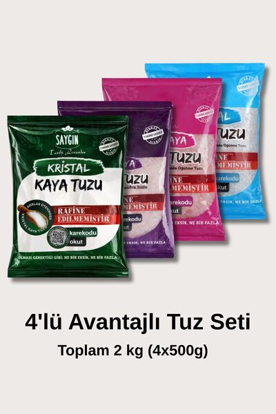Saygın %100 Doğal Kaya Tuzu - 4'lü Avantajlı Tuz Seti 4X500 G