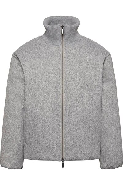 Calvin Klein Ανδρικό μάλλινο παλτό Ls Melange Rib Neck σε γκρι χρώμα