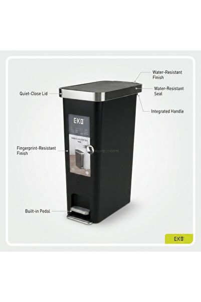 EKO Hana Slim Step Bin-Black-40 Liter