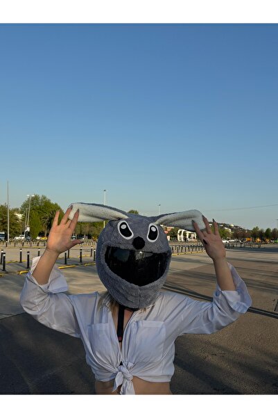 Universal Kask Peluş Gri Stich