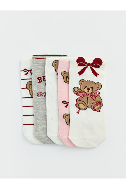 LC Waikiki Bear Printed Girls' Trainer Socks 5 Pack