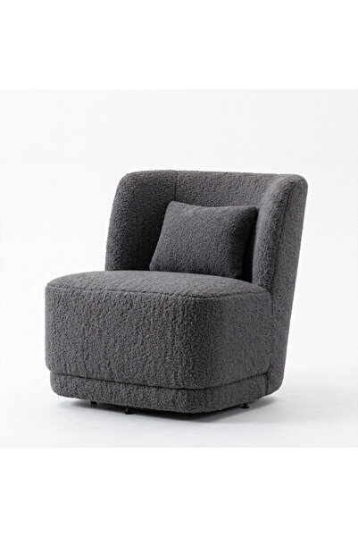 homejoyz Chair Boucle Fabric and Swedish Wood-Celeste-Off White-72X78X84 cm