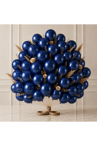 BeySüS Navy Blue Color Latex Metallic Balloon (30 cm) - 50 Pieces