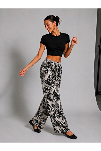 MOT Women's Loose Wide Leg Elastic Trousers