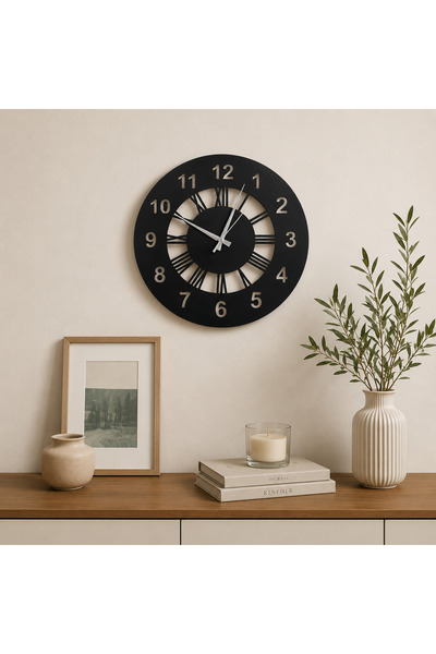 MORPELA 40 Cm MDF Duvar Saati Sessiz Akar Mekanizmalı Modern Dekoratif Siyah ...
