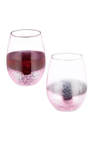 Ayawaska Set de 2 pahare de vin fara picior, capacitate 500 ml fiecare, roz