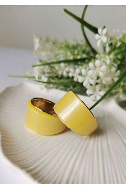Halley Concept Wide Hoop Steel Earrings Diameter 3. cm – Yellow