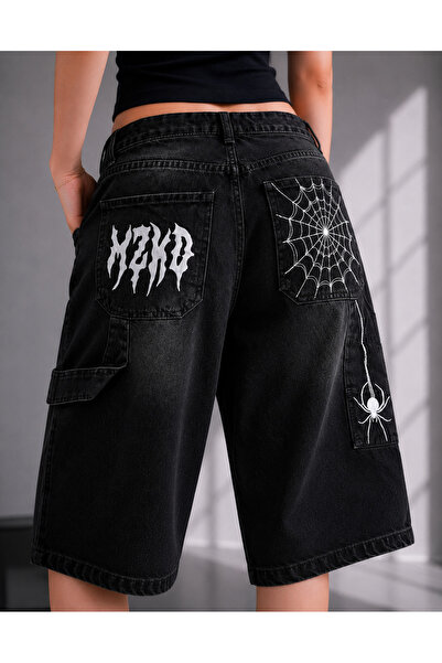 DEEFWEAR Y2K NAKIŞLI BAGGY JEAN ŞORT BERMUDA/ŞORTALON