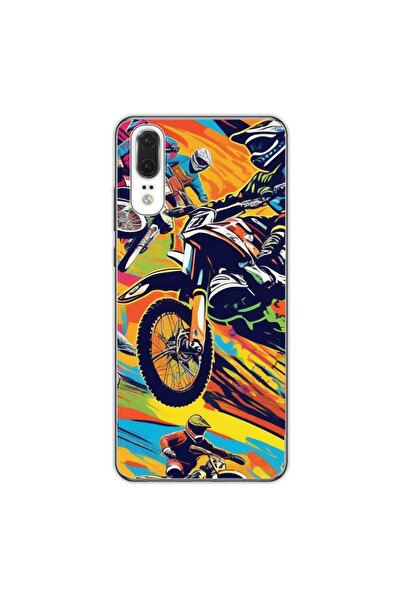 OEM Husa compatibila cu Huawei P20 Silicon Gel Tpu Model Motocross Pop Art