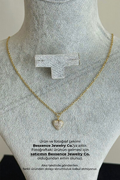 Bessence Jewelry Co Xuping 14K Gold VIP Pave Zirkon Taşlı Minimal Kalp Çelik ...