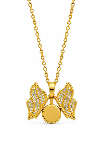 MakeWell Collapsible Heart Clover Butterfly Winged Heart Necklace – Gold and ...