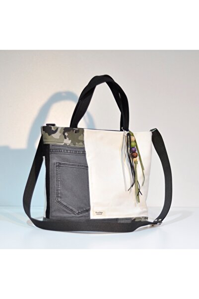minart design Camouflage Detailed Design Denim Patchwork Shoulder Bag (Adjust...
