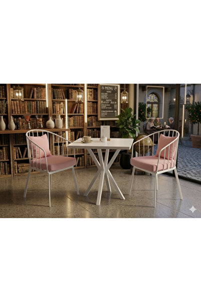 Buketim Mobilya Zebra pembe sandalye Kare sabit masa cafe restoran proje mutfak