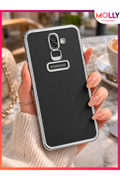 Molly SAMSUNG GALAXY A6+ PLUS İçin Kenarları Metalik Gümüş Lens Koruyuculu Lo...