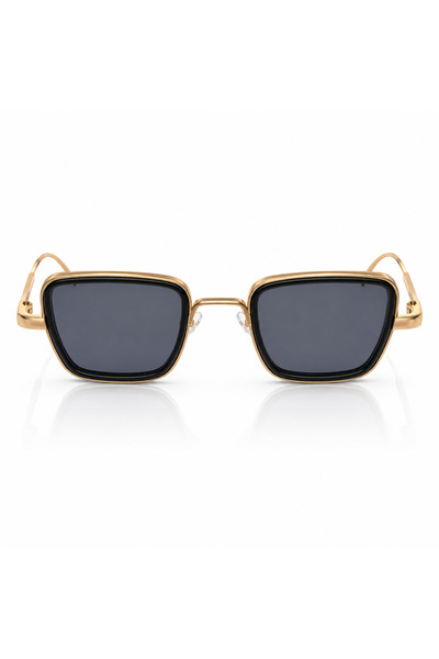 Matteo Ferari Unisex Square Sunglasses with Black Lenses and Gold Frame – Pre...
