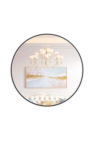 Garvee 36 in Black Round Mirror, Modern Circle Wall Mirror, Aluminum Alloy, D...