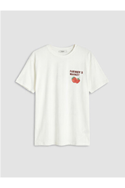 LC Waikiki New Season White Printed 100% Cotton Women's T-Shirt
