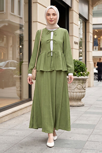 FERHEL Set fustă kimono pentru femei, cu legătură în față și mâneci elastice ...