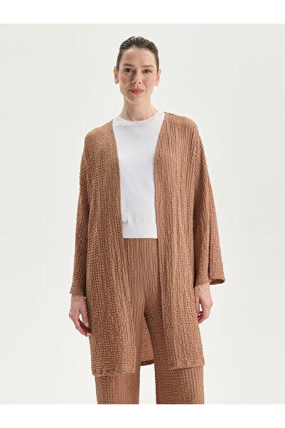 LC Waikiki Shawl Collar Textured Oversize Women's Kimono
