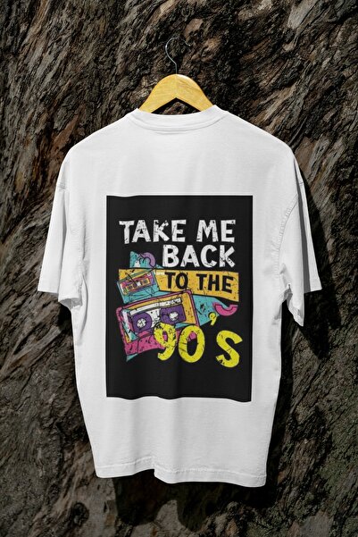MAGORS Back to 90's Back Printed Vintage Cyclone Collar Cotton Oversize Short...