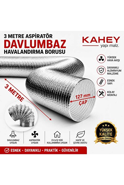 KAHEY Çelik Telli Aspiratör Davlumbaz Borusu 3 M - 127 mm