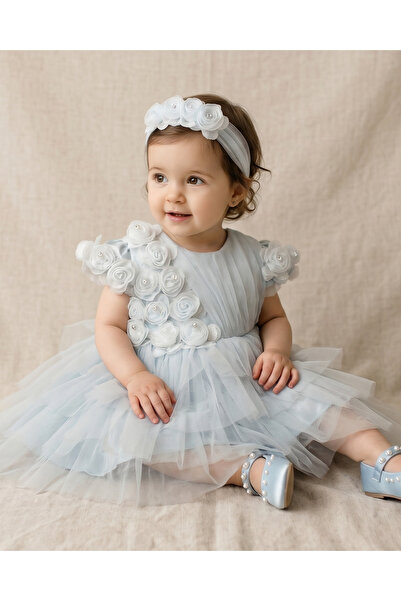 LİV OLİVİA KİDS Rochie elegantă pentru fetițe, din tulle, cu trandafiri aplicați