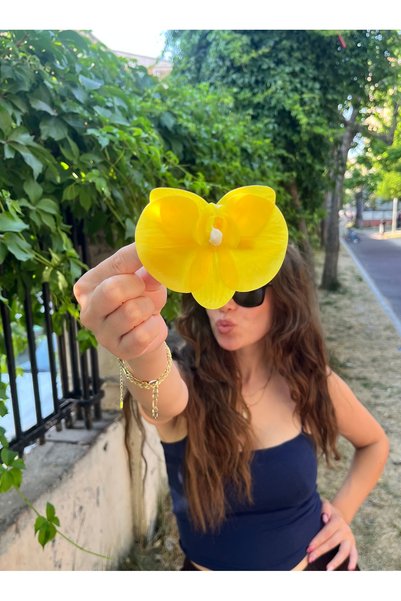 FloresDeCarnaval أوركيد الليمون 🍋 مشبك شعر بمشبك قلمي