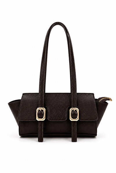 Sellini Bella Buckle Detailed Women's Shoulder Bag Brown