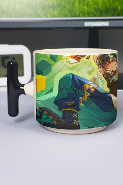 ZipZap Kinich Genshin Impact Printed Ceramic Luxury Mug (1 Piece) T-Shaped Sp...