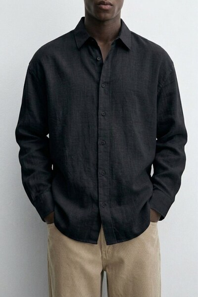 The Champ Clothing Men's Shirt Monarch Line Black – Long Sleeve, Buttoned, Mo...