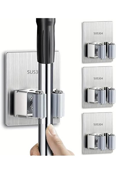 The Bros Self-Adhesive Broom Holder Wall Mount (Pack of 04pcs) – 304 Stainles...