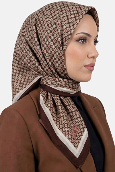 hadiora Women's Coffee Beige Geometric Pattern Stitched Writing