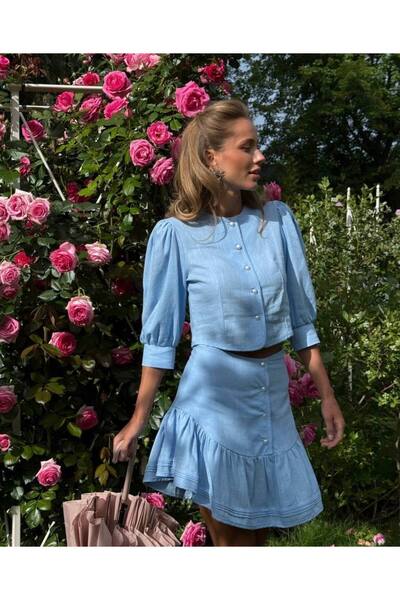 TAYT VEGAS Pera Keten Stylish Summer Two-Piece Set