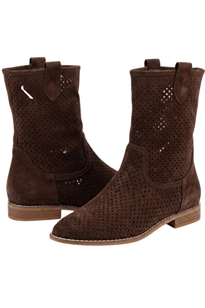 Barinoska Women's Laser Cut Perforated Suede Cowboy Boots Summer Spring Comfo...