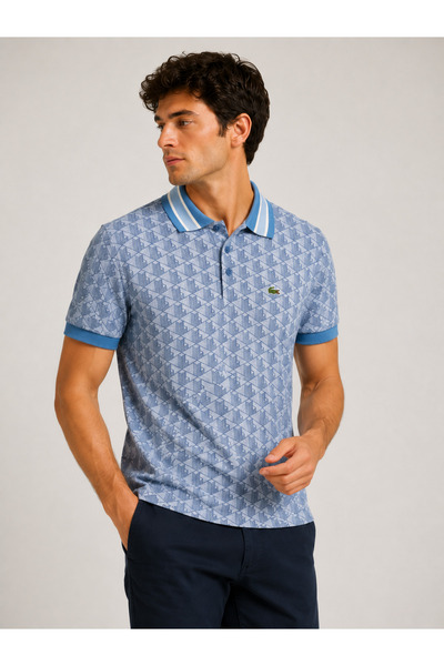 Lacoste Erkek Classic Fit Monogram Mavi Polo 14171Q1