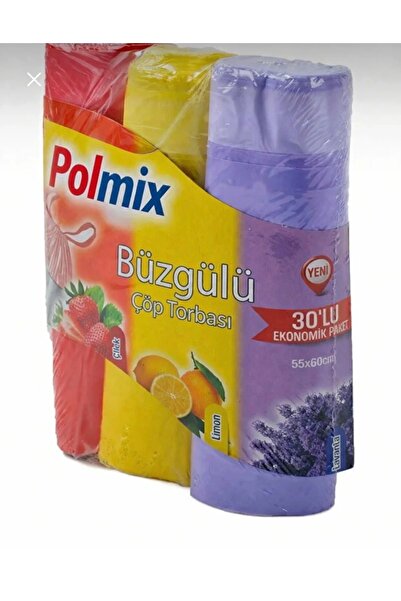 Polmix كيس قمامة برباط 55x60، عبوة صديقة للبيئة من 3 قطع، كيس قمامة برائحة ال...