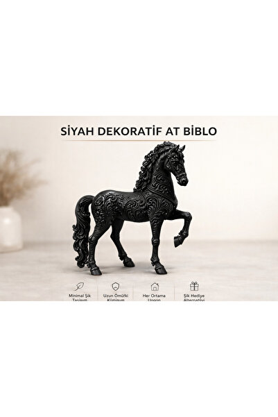 Karis ART Siyah Dekoratif At Heykeli - Modern Tasarım, Zarif Ev Ofis Aksesuar...