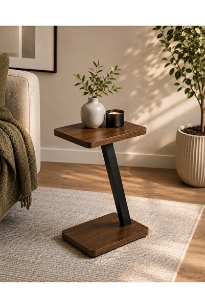 N.zone Modern Side Coffee Table with Sleek Wooden Top and Sturdy Metal Frame,...