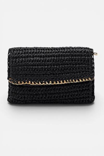 Melissa Boutique Kadın Siyah Hasır El Örgü Yumuşak Tasarım Astarlı Fermuarlı ...